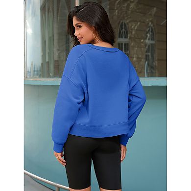 Cropped Sweatshirt for Women Crewneck Fleece Pullover Tops Oversized Hoodie Fashion Fall Outfits