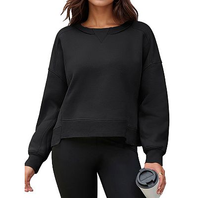 Cropped Sweatshirt for Women Crewneck Fleece Pullover Tops