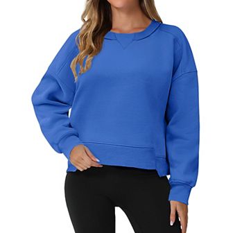 Cropped Sweatshirt for Women Crewneck Fleece Pullover Tops Oversized Hoodie Fashion Fall Outfits