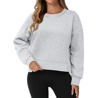 Cropped Sweatshirt for Women Crewneck Fleece Pullover Tops Oversized Hoodie Fashion Fall Outfits