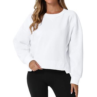 Cropped Sweatshirt for Women Crewneck Fleece Pullover Tops Oversized Hoodie Fashion Fall Outfits