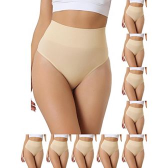 10 Packs Women's High-Waisted Briefs Invisible Thong Stretchy Knickers Comfortable Underwear