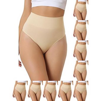 10 Packs Women's High-Waisted Briefs Invisible Thong Stretchy Knickers Comfortable Underwear