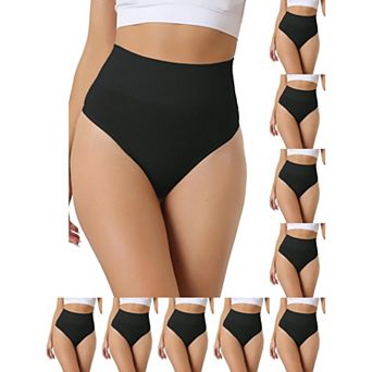 10 Packs Women's High-Waisted Briefs Invisible Thong Stretchy Knickers Comfortable Underwear