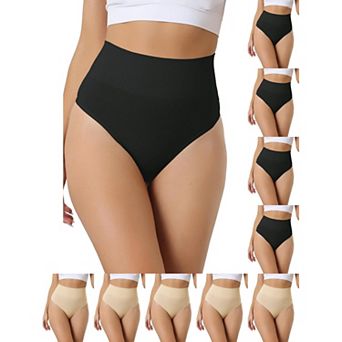 10 Packs Women's High-Waisted Briefs Invisible Thong Stretchy Knickers Comfortable Underwear