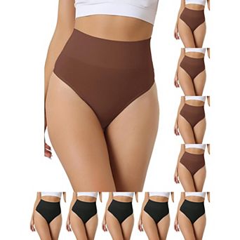 10 Packs Women's High-Waisted Briefs Invisible Thong Stretchy Knickers Comfortable Underwear
