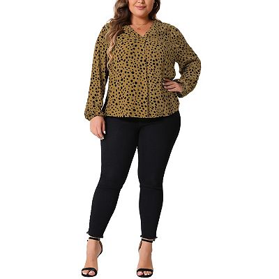 CARCOS Women's Plus Size V-Neck Tunic Top - Short Sleeve Floral/Animal Print Blouse In Blue Star Red Stripe, Size XX-Large