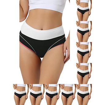 10 Packs Women's High Waist Underwear Stretch Briefs Underpants Tummy Control Cotton Panties