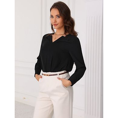 Dressy Casual Long Sleeve Shirts for Women's V Neck Business Work Blouses Tops Fashion Outfit