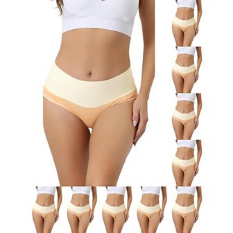10 Packs High Waist Underwear for Women's Stretch Briefs Soft Underpants Tummy Control Panties