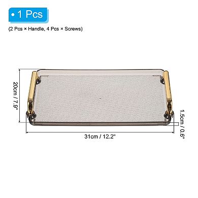 Plastic Serving Tray with Golden Handle, 12.2"x7.9"x0.6" Modern Rectangular Decorative Tray