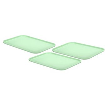 Plastic Fast Food Serving Tray, 3 pc 12.2" x 8.9" Reusable Rectangular Cafeteria Serving Platter