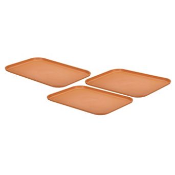 Plastic Fast Food Serving Tray, 3 pc 12.2" x 8.9" Reusable Rectangular Cafeteria Serving Platter