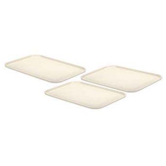 Plastic Fast Food Serving Tray, 3 pc 12.2" x 8.9" Reusable Rectangular Cafeteria Serving Platter