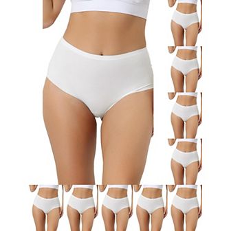 10 Packs Women's High Waisted Underwear Silky Breathable No Trace Hipster Stretch Briefs