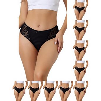 10 Packs Women's Lace Panties Mid-Waist Full Coverage Stretchy Briefs Thin Breathable Knickers