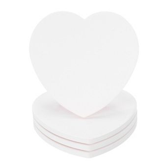 4 pc Absorbent Coasters White Marble Heart Shape Coaster with Cork Backing Non-Slip 4.3"
