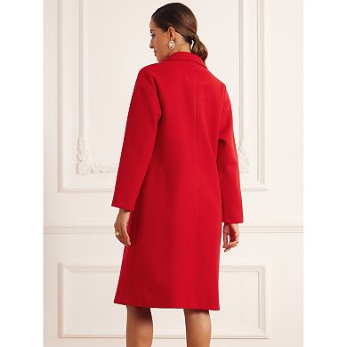 Winter Overcoat for Women's Notch Lapel Double-Breasted Mid-Length Long Coat