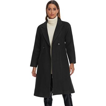Winter Overcoat for Women's Notch Lapel Double-Breasted Mid-Length Long Coat