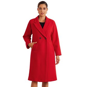 Winter Overcoat for Women's Notch Lapel Double-Breasted Mid-Length Long Coat