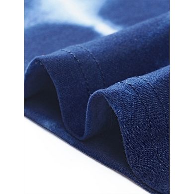 V Neck Plus Size Tops for Women Elbow 3/4 Sleeve Loose Fit Casual Blouse Tee Top Tie Dye Trendy