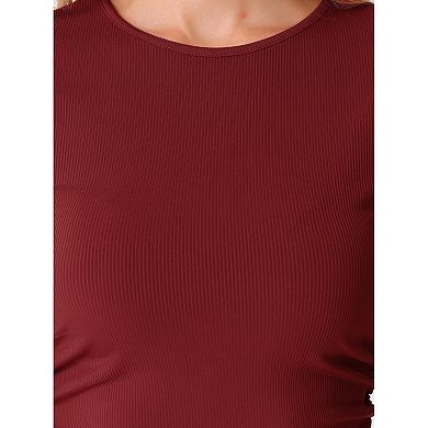 Two Piece Skirt Set Crew Neck Short Sleeve Cropped Top Elastic Waist A-Line Midi Skirt