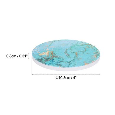 4Pcs Absorbent Coasters Green Marble Gilding Pattern Round Coaster with Cork Backing Non-Slip 4"