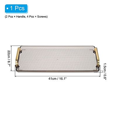 Plastic Serving Tray with Golden Handle, 16.1"x8.7"x0.6" Modern Rectangular Decorative Tray
