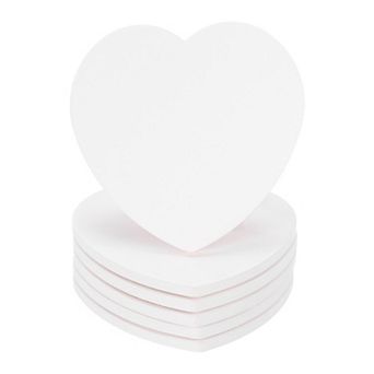6 pc Absorbent Coasters White Marble Heart Shape Coaster with Cork Backing Non-Slip 4.3"