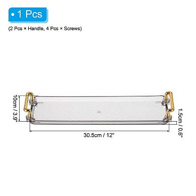 Plastic Serving Tray with Golden Handle, 12"x3.9"x0.6" Modern Rectangular Decorative Tray