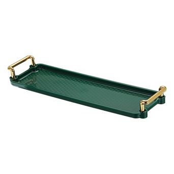 Plastic Serving Tray with Golden Handle, 12"x3.9"x0.6" Modern Rectangular Decorative Tray