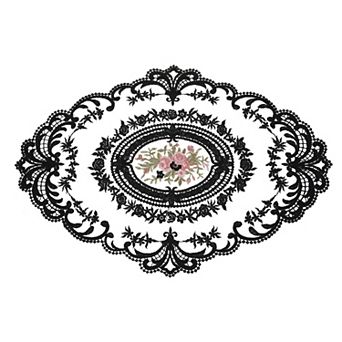 Retro Lace Placemat 12x16 Inch Oval Embroidered Table Place Mats Crochet Doilies Coasters Cup Mat