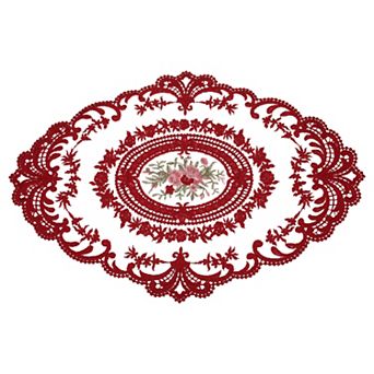 Retro Lace Placemat 12x16 Inch Oval Embroidered Table Place Mats Crochet Doilies Coasters Cup Mat