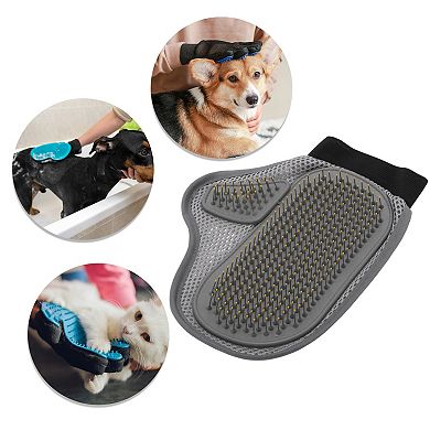 1 Pc Steel Needle Pet Grooming Gloves for Bathroom Pet Store Grey