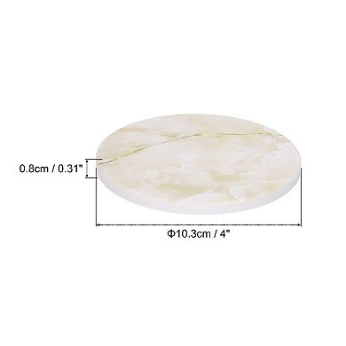4Pcs Absorbent Coasters Yellow Marble Gilding Pattern Round Coaster with Cork Backing Non-Slip 4"