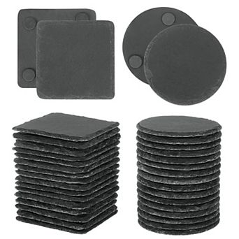 72 pc Slate Coasters, Square Stone Coasters and Round Slate Drink Coasters