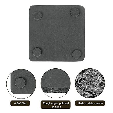 72 Pcs Slate Coasters, Square Stone Coasters and Round Slate Drink Coasters