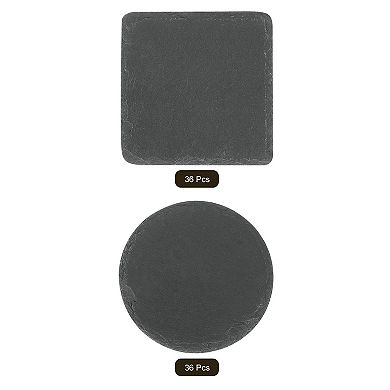 72 Pcs Slate Coasters, Square Stone Coasters and Round Slate Drink Coasters