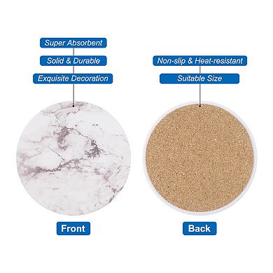 4Pcs Absorbent Coasters Taupe Marble Gilding Pattern Round Coaster with Cork Backing Non-Slip 4"