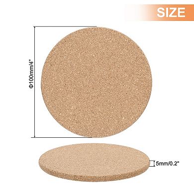 60pcs Cork Coaster for Drinks, 4 Inches Round Cork Coasters Tea or Coffee Coaster, Brown