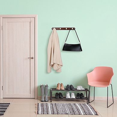 1 Pcs Coat Rack Wall Mount, Metal Wood Coat Hook for Hanging with 4 Hooks, Hat Rack, Wall Hooks