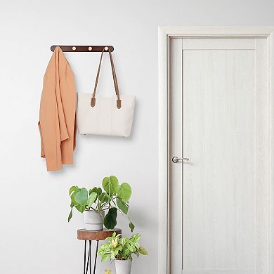 1 Pcs Coat Rack Wall Mount, Metal Wood Coat Hook for Hanging with 4 Hooks, Hat Rack, Wall Hooks