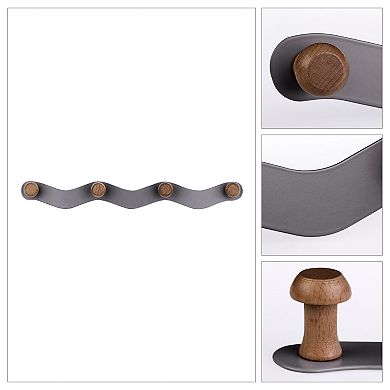 1 Pcs Coat Rack Wall Mount, Metal Wood Coat Hook, Hat Rack, Wall Hooks for Hanging with 4 Hooks