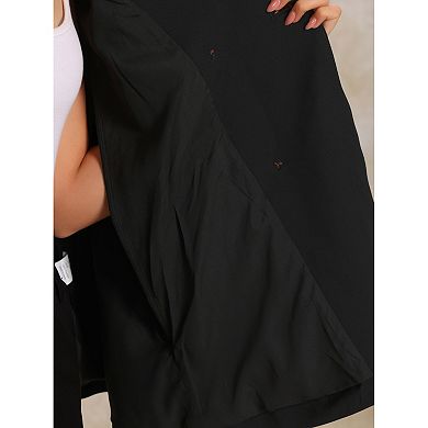 Double Breasted Blazer for Women's Notched Lapel Collar Office Cloak Cape Jacket