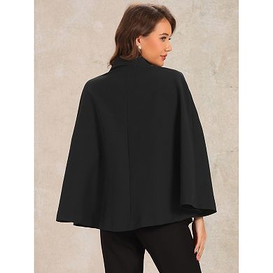 Double Breasted Blazer for Women's Notched Lapel Collar Office Cloak Cape Jacket