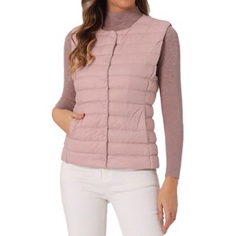 Women's Puffer Vest Sleeveless Lightweight Button Up Quilted Round Neck Jacket Coat