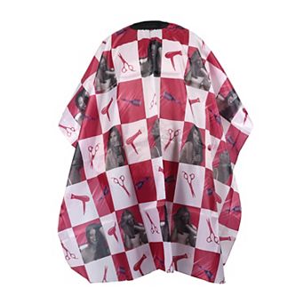 Blocks Pattern Hairdressing Cape for Barber Shop 62.99"x55.12" Red White 1 pc