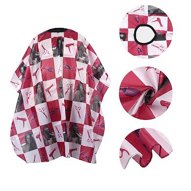 Blocks Pattern Hairdressing Cape for Barber Shop 62.99"x55.12" Red White 1 Pc