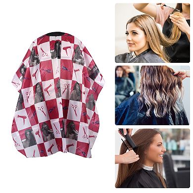 Blocks Pattern Hairdressing Cape for Barber Shop 62.99"x55.12" Red White 1 Pc
