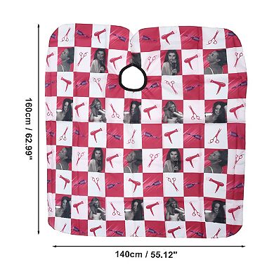 Blocks Pattern Hairdressing Cape for Barber Shop 62.99"x55.12" Red White 1 Pc